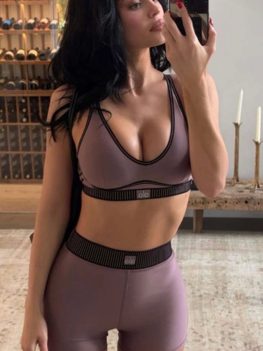 ALO Yoga Mauve Sports Bra/Shorts